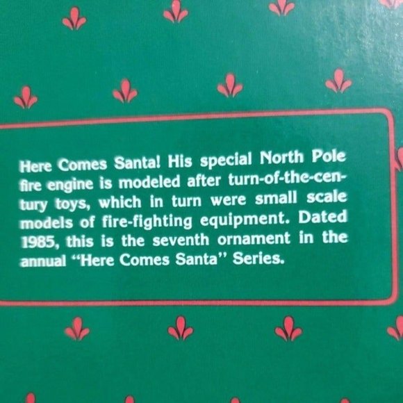 Hallmark Santas Fire Engine ornament 1985 boxed #7 in series collector item - Picture 2 of 10